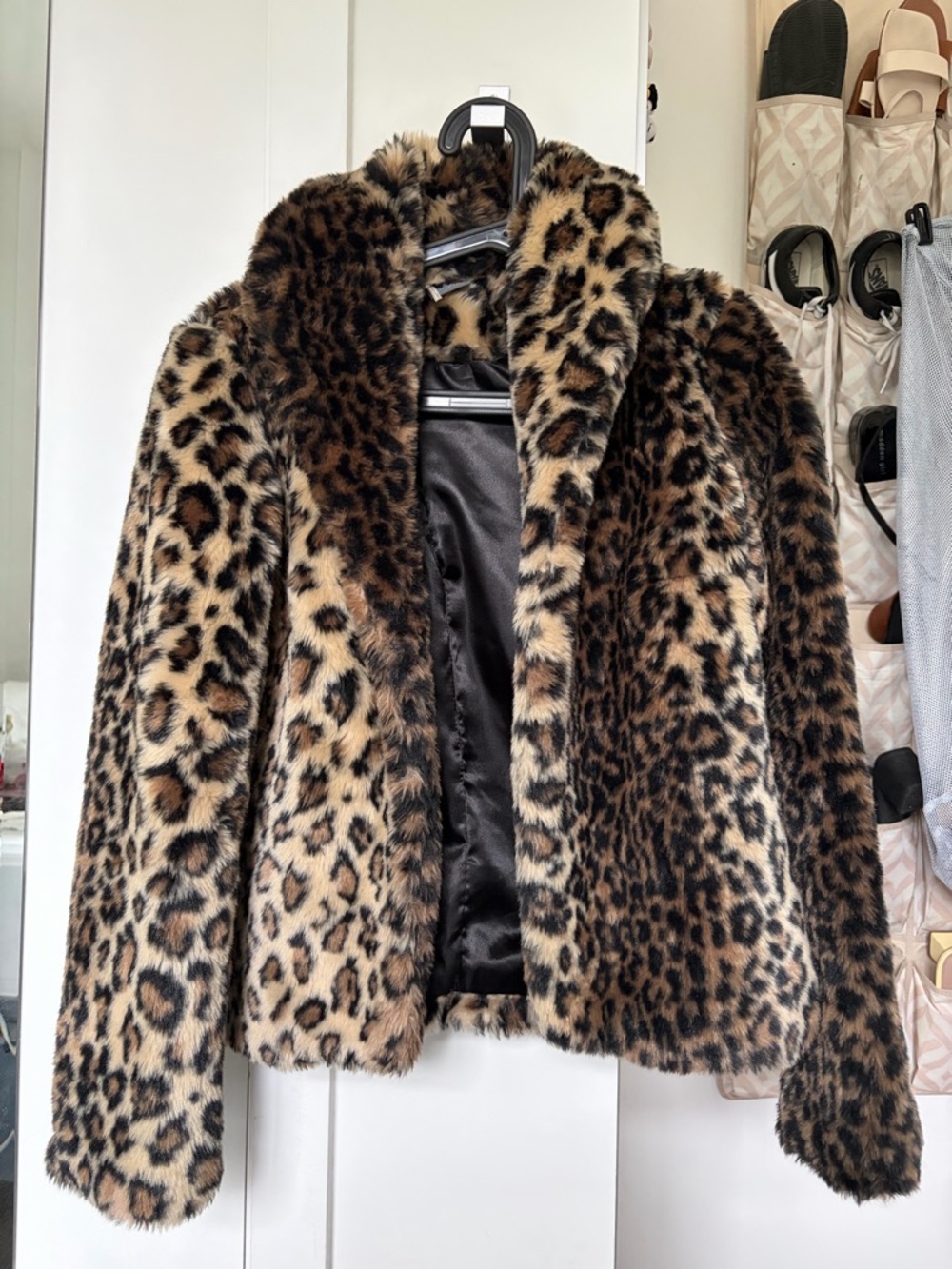 Sparkle & Fade Leopard Print Teddy Jacket in Brown and Black
